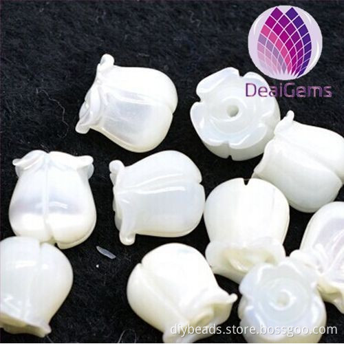 7mm white shell flower beads